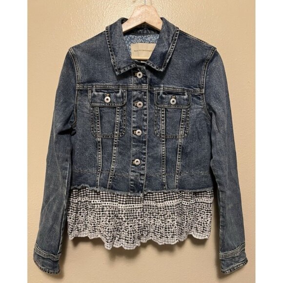 Anthropologie Pilcro and the Letterpress Denim Jacket Eyelet Trim Women's Medium - Picture 1 of 14